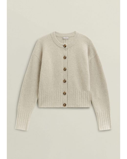 Hobbs Natural Oatmeal Freya Crew Neck Button Knitted Cardigan