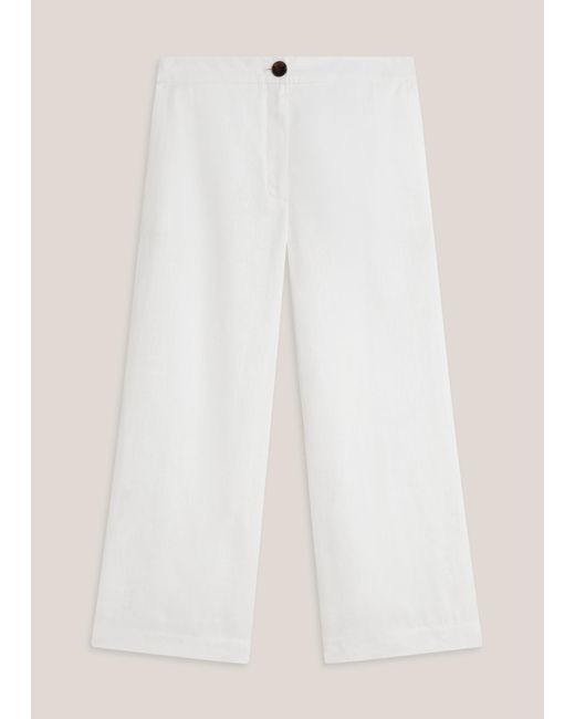 Hobbs Natural Lillie Linen Cropped Trousers