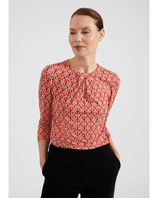 Hobbs Red Julia Printed Top