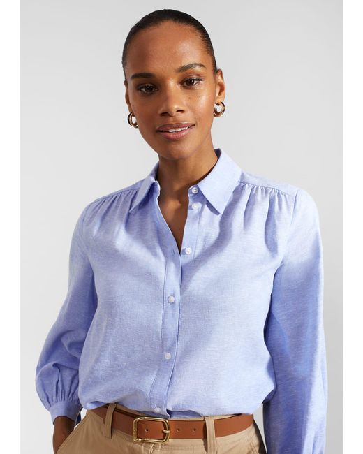 Hobbs Blue Sabrina Shirt With Linen