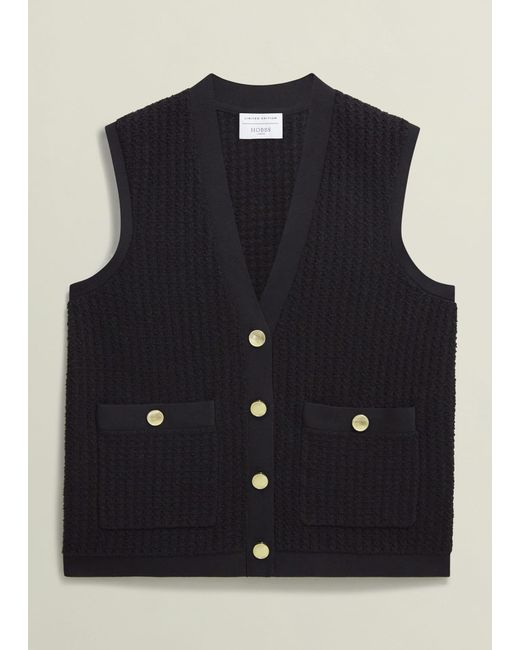 Hobbs Blue Tatton Cotton Blend Knitted Vest