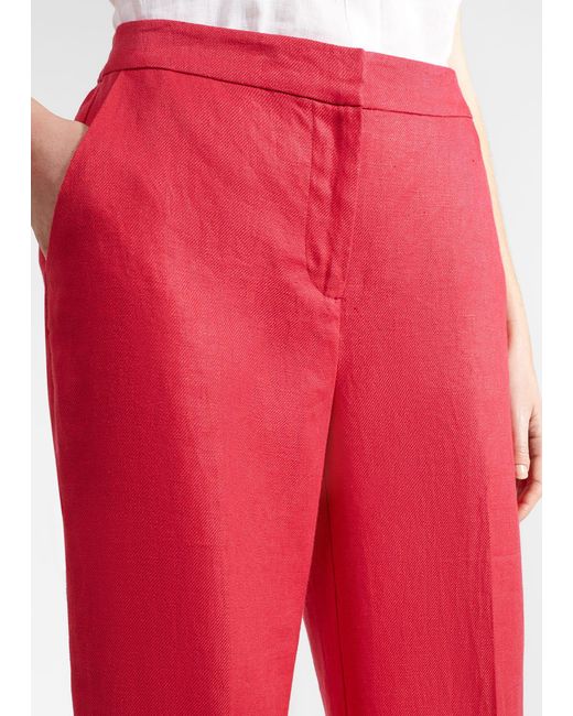 Hobbs Red Petite Mirabel Wide Linen Trousers