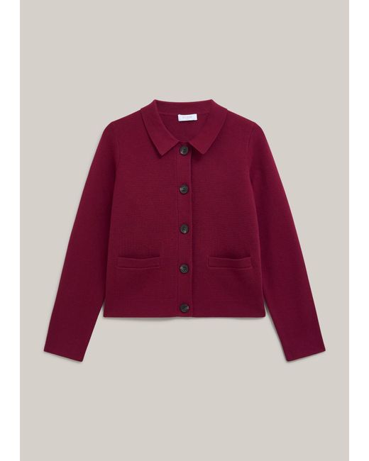 Hobbs Red Mia Cotton Blend Knitted Jacket