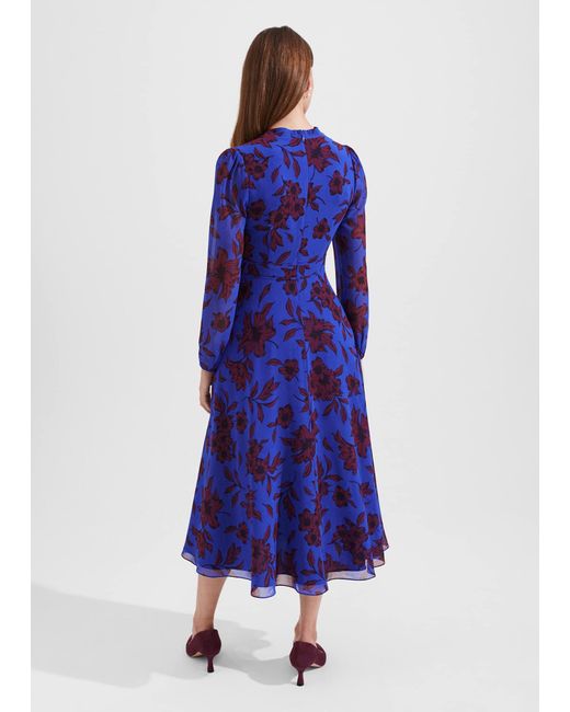 Hobbs Blue Aurora Fit And Flare Printed Dress