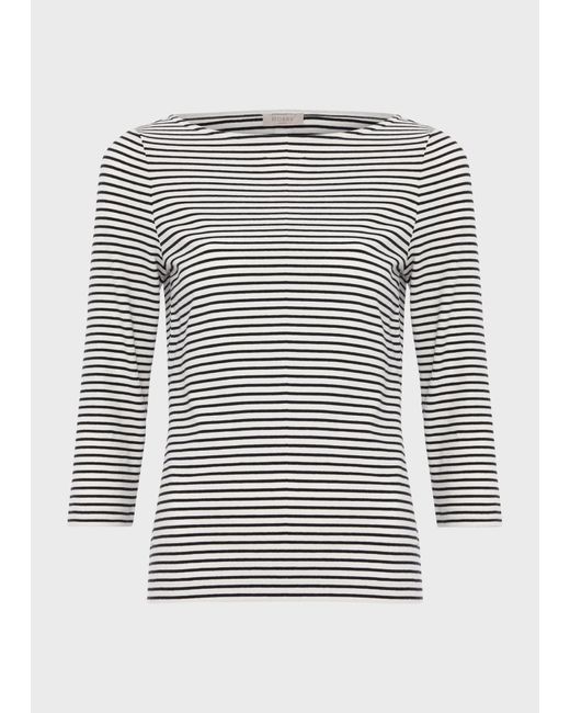 Hobbs Gray Mallory Cotton Blend Striped Top