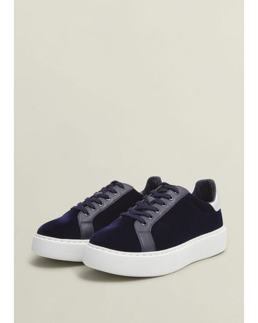 Hobbs Blue Cosima Velvet Trainer