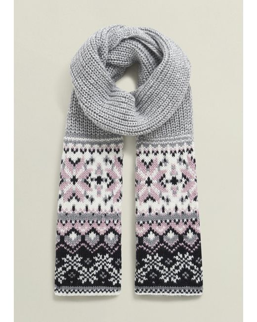 Hobbs Gray Deanna Fairisle Scarf With Wool