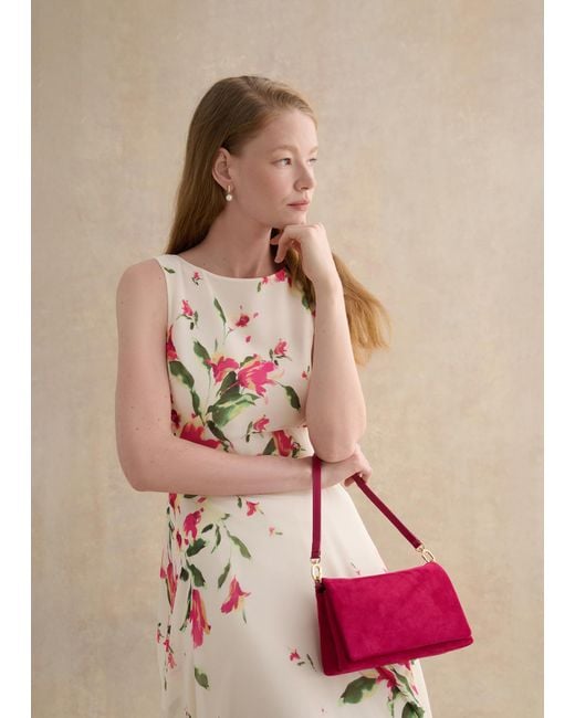 Hobbs Pink Jas Suede Clutch