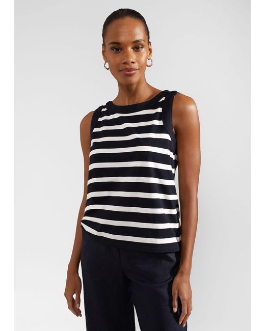 Hobbs Blue Maddy Cotton Striped Top