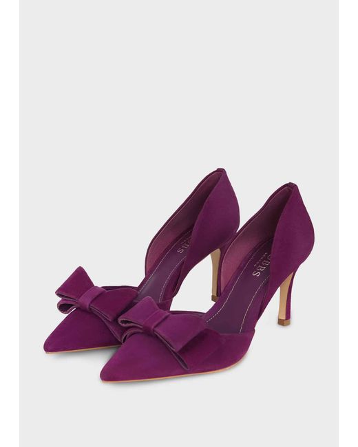Hobbs Purple Elva Suede Bow Court Shoes