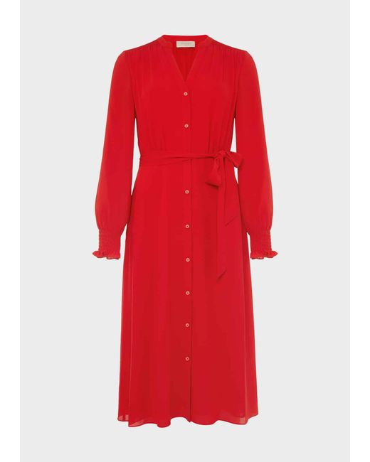 Hobbs Red Violet V Neck Dress
