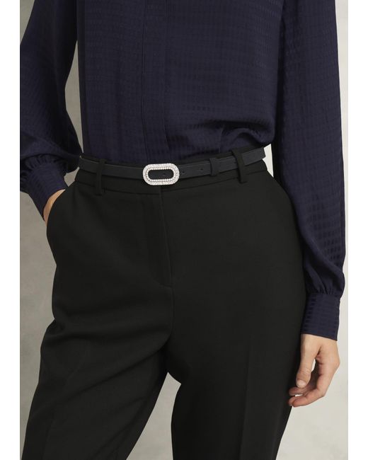 Hobbs Black Cathy Jewelled Suede Belt