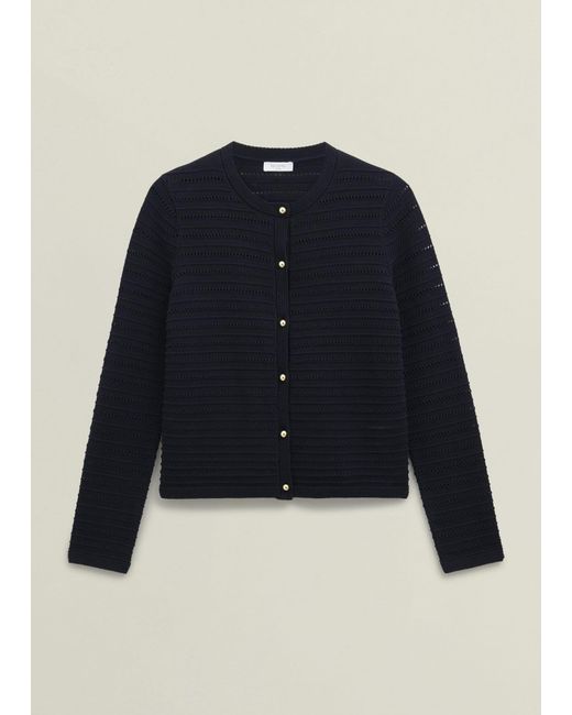 Hobbs Blue Amber Cotton Cardigan