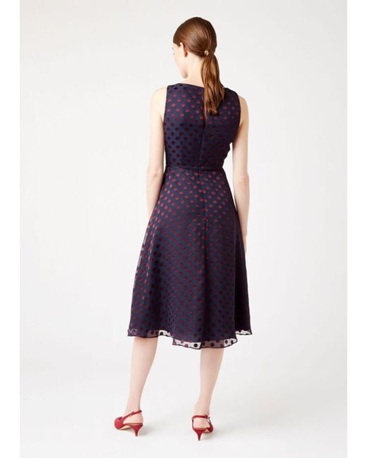 hobbs blue polka dot dress