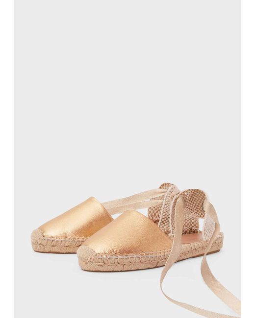 Hobbs Natural Louisa Leather Flat Espadrilles