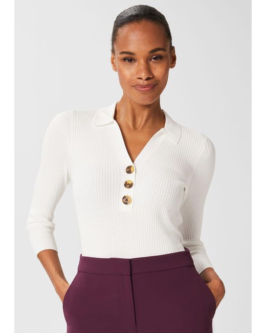 Hobbs White Edie Knitted Shirt