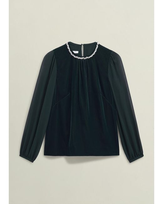 Hobbs Black Tallulah Velvet Top
