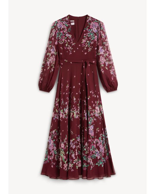 Hobbs Red Maeve Floral Silk Dress