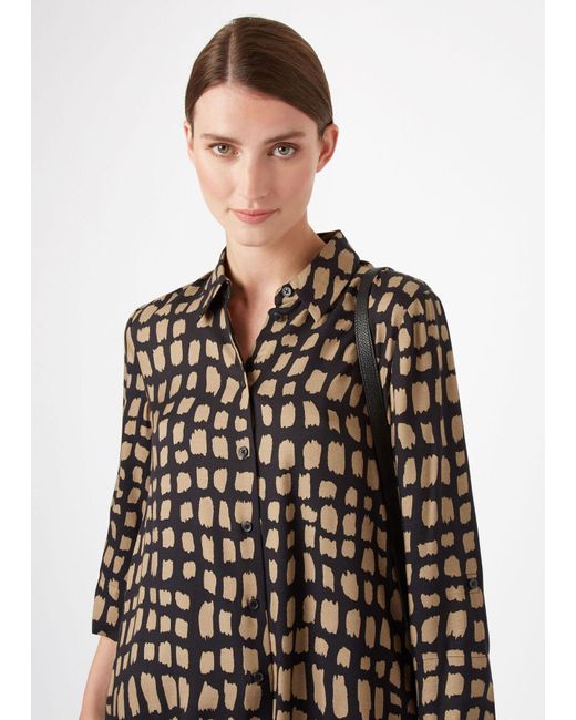 Hobbs Synthetic Aubery Button Up Shirt Dress in Black Gold (Black) - Lyst