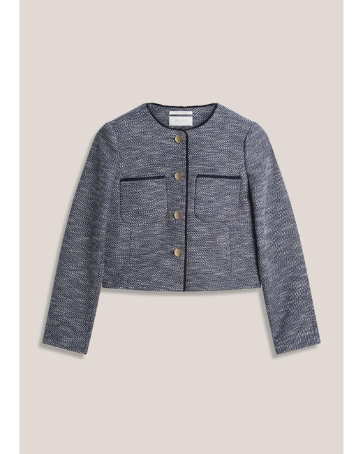 Hobbs Blue Aleena Tweed Blazer