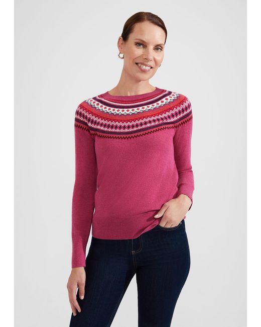 Hobbs Red Greta Fairisle Jumper With Cashmere