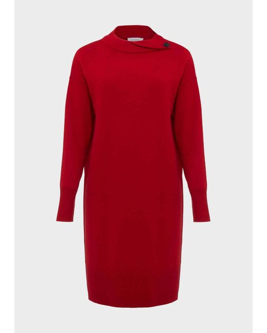 Hobbs Red Talia Knitted Dress With Cashmere