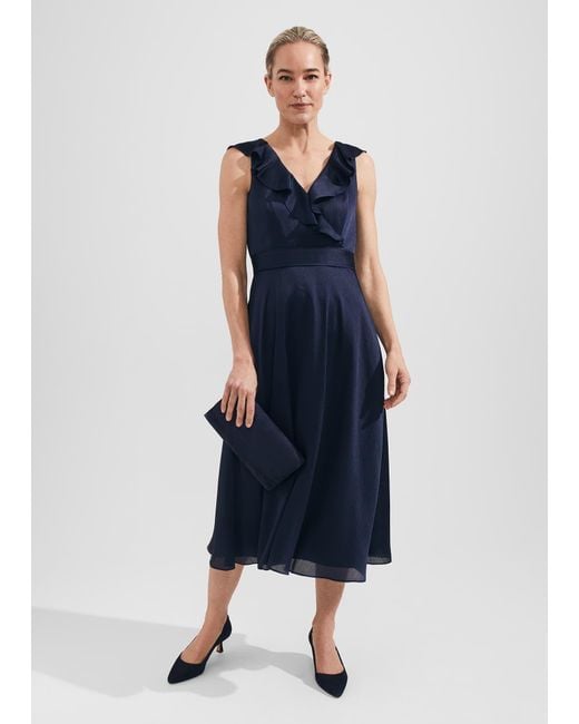 Hobbs Blue Romina Fit And Flare Dress
