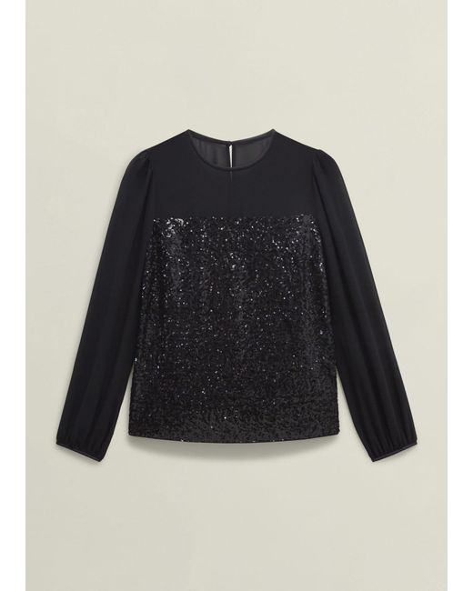 Hobbs Blue Zariah Sequin Top