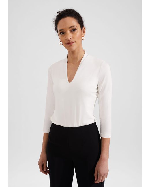 Hobbs White Aimee Double Fronted Top