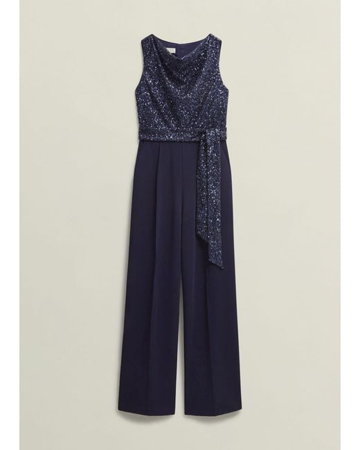 Hobbs Blue Zuri Sequin Jumpsuit