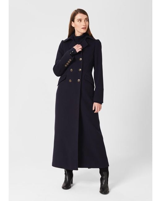 Hobbs Blue Brenna Wool Blend Maxi Coat