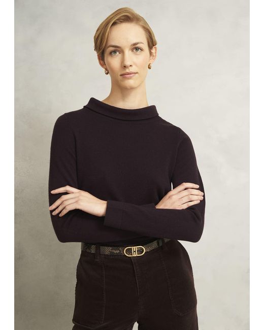 Hobbs Black Audrey Cashmere Blend Roll Neck Jumper