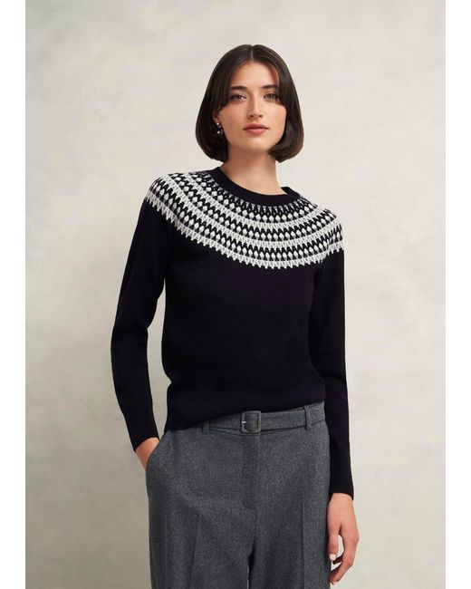 Hobbs Black Greta Sparkle Fairisle Jumper