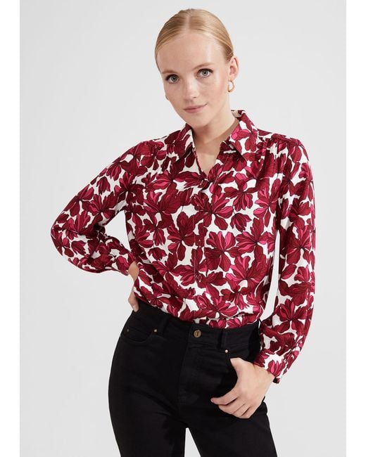 Hobbs Red Livia Blouse