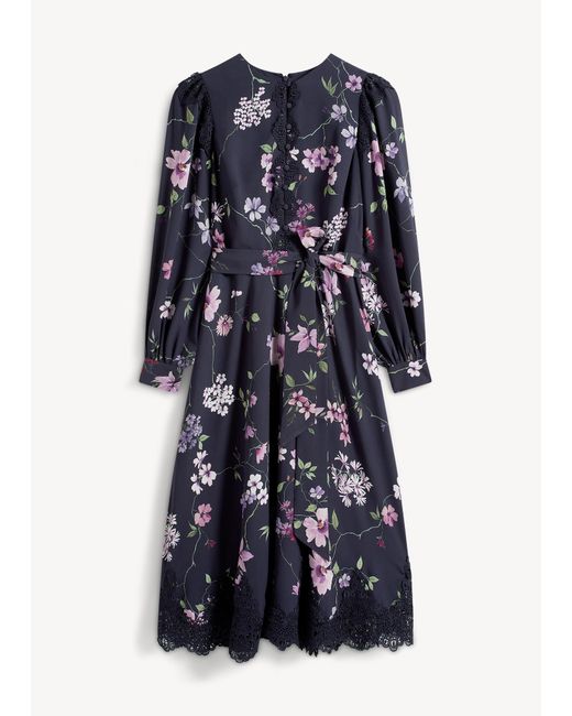 Hobbs Blue Isadora Lace Insert Dress