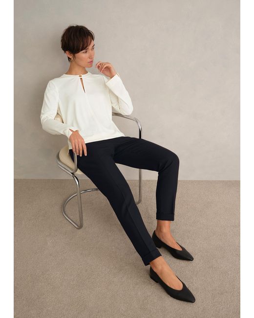 Hobbs Black Lisette Wool Blend Trousers