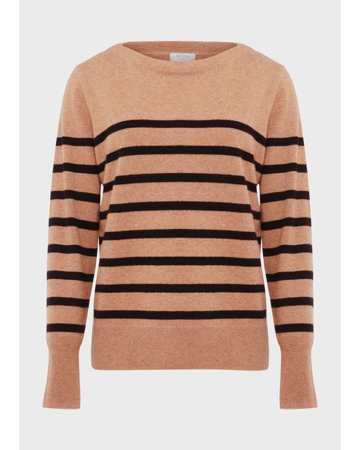 Hobbs Brown Larina Cashmere Stripe Jumper