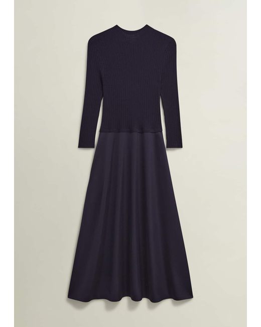 Hobbs Blue Trina Satin Knitted Dresses