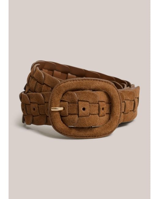 Hobbs Brown Abbie Suede Woven Belt