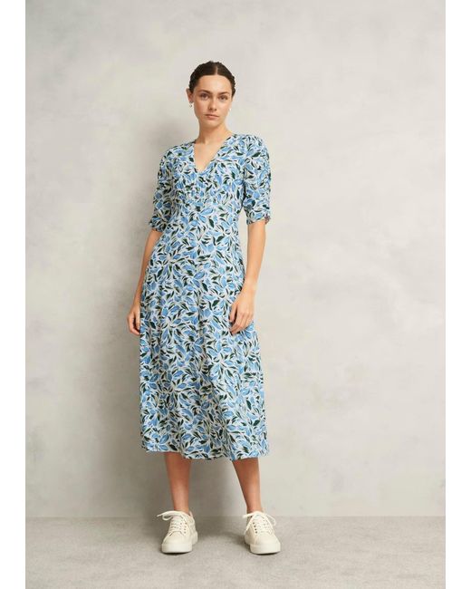 Hobbs Blue Petite Bonnie Midi Tea Dress