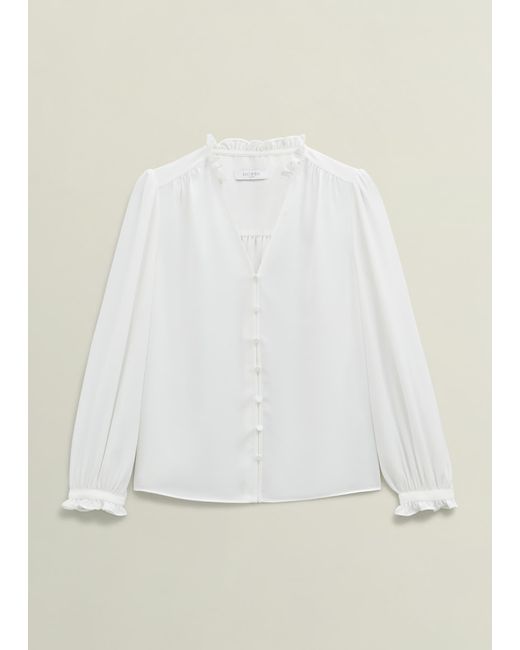 Hobbs White Rosalie Long Sleeve Blouse