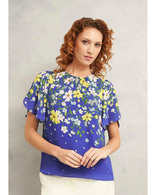 Hobbs Blue Verena Floral Top