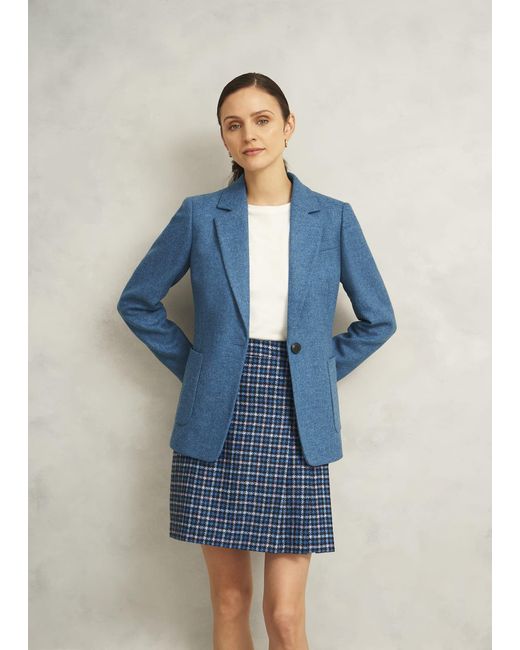 Hobbs Blue Molly Wool Kilt Skirt