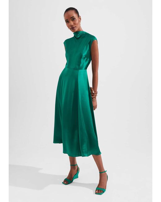 Hobbs Green Charlize Silk Dress