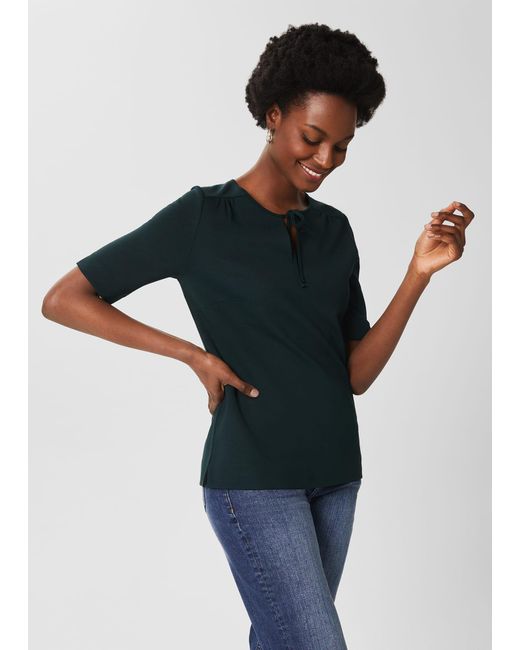 Hobbs Black Claudine Tie Neck Top