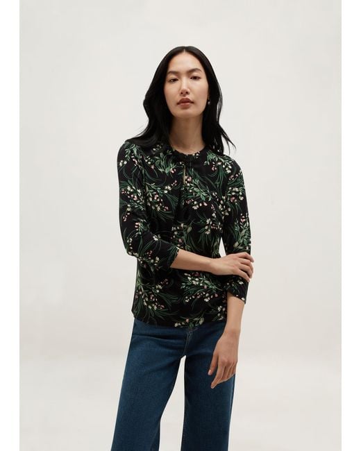 Hobbs Black Julia Printed Top