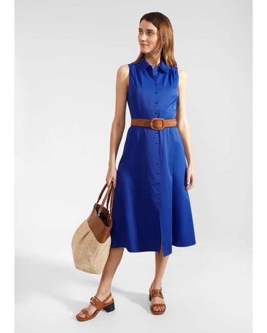 Hobbs Blue Cathleen Dress With Cotton