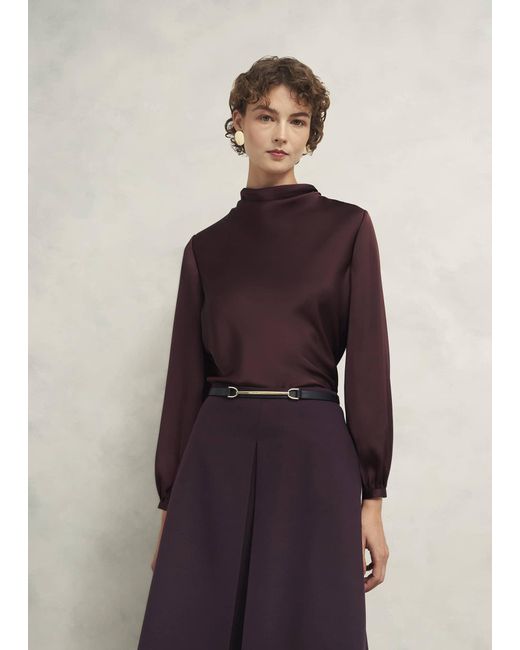 Hobbs Purple Lulworth Satin Blouse