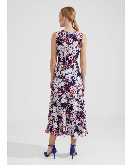 Hobbs White Carly Gathered Neck Floral Dress