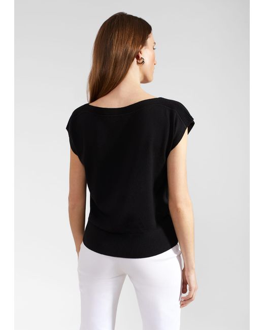 Hobbs Black Leona Knitted Top With Wool